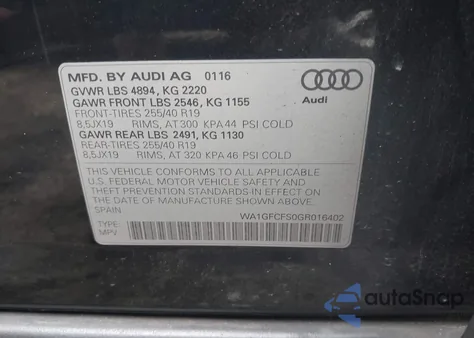 2016 Audi Q3 2.0T Premium Plus из США, поврежденный, VIN WA1GFCFS0GR016402